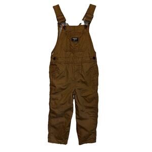 OshKosh B'Gosh Vestbak Insulated Denim Tan 100% Cotton Overalls 4T